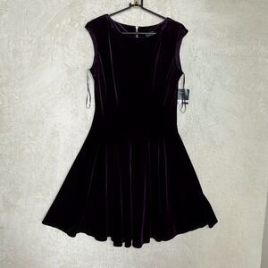 NWT Plum Velvet Fit & Flare Skater Dress Jewel Tone Holiday Party Chic Size 6